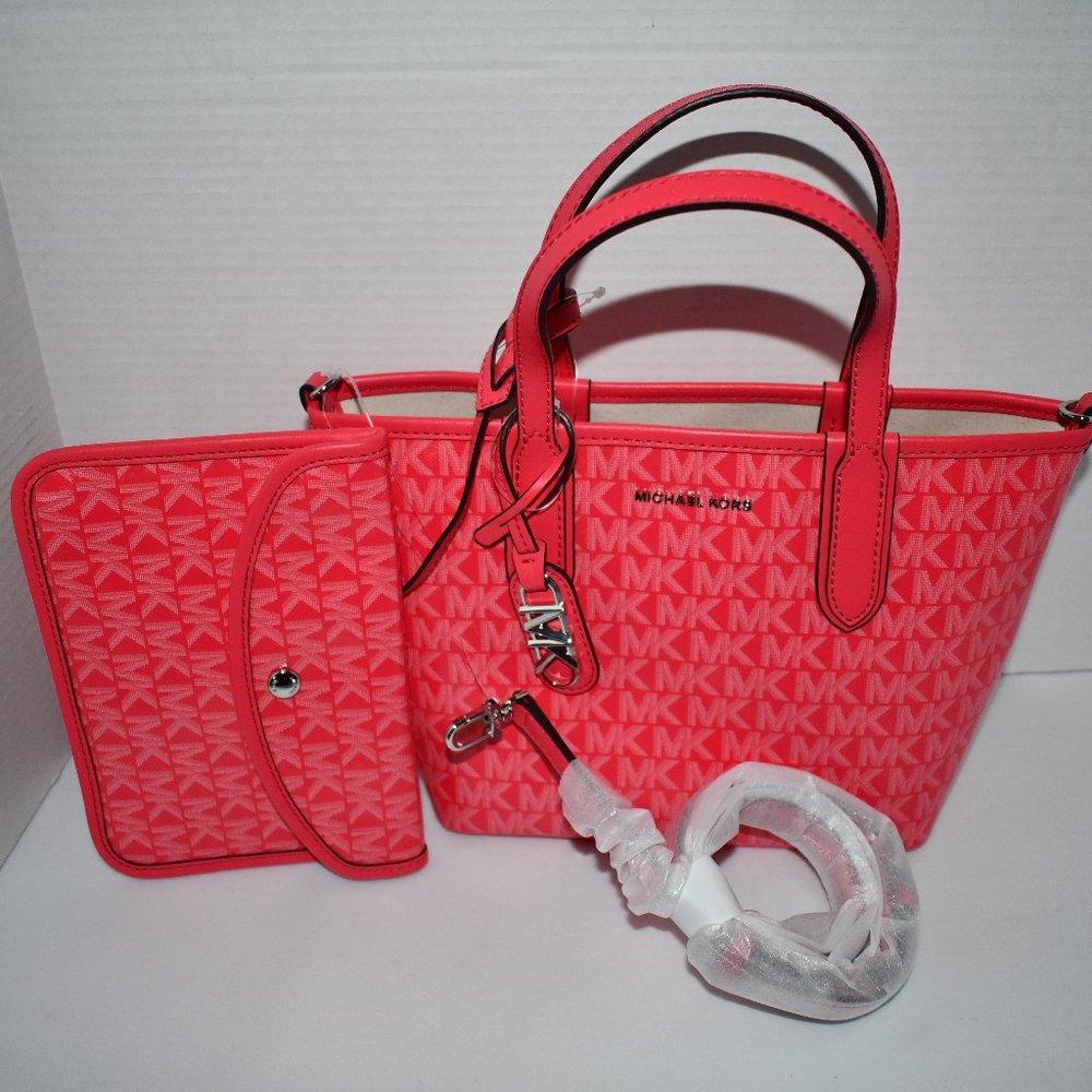 MICHAEL Kors Eliza X SMALL Convertible Open Tote In Geranium #30S3SZAT0V NWT